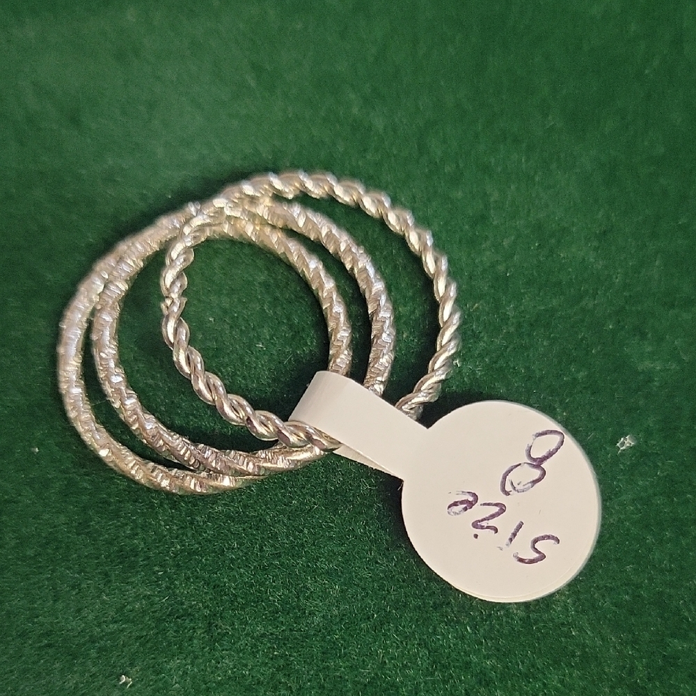 Silver Tone Rope Twisted Rings Set of 3